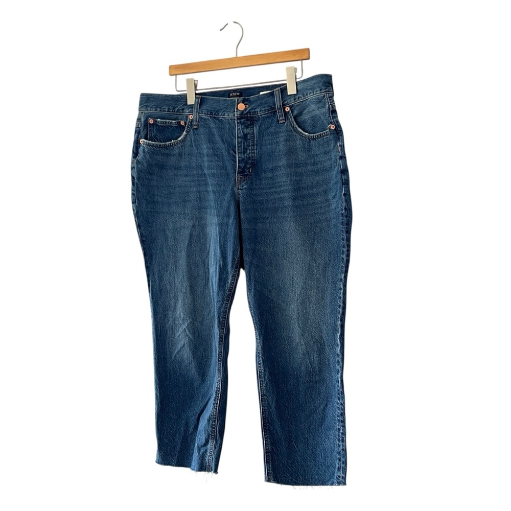 J Crew Factory Premium Edition High Rise Straight Leg Jeans Raw Hem Size 34P - Picture 2 of 9